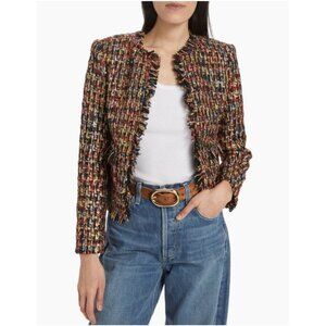 L’Agence Angelina Fringe Open Front Blazer Jacket 0